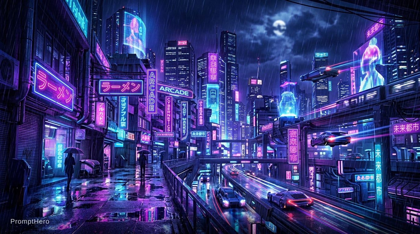 雨夜霓虹未来都市