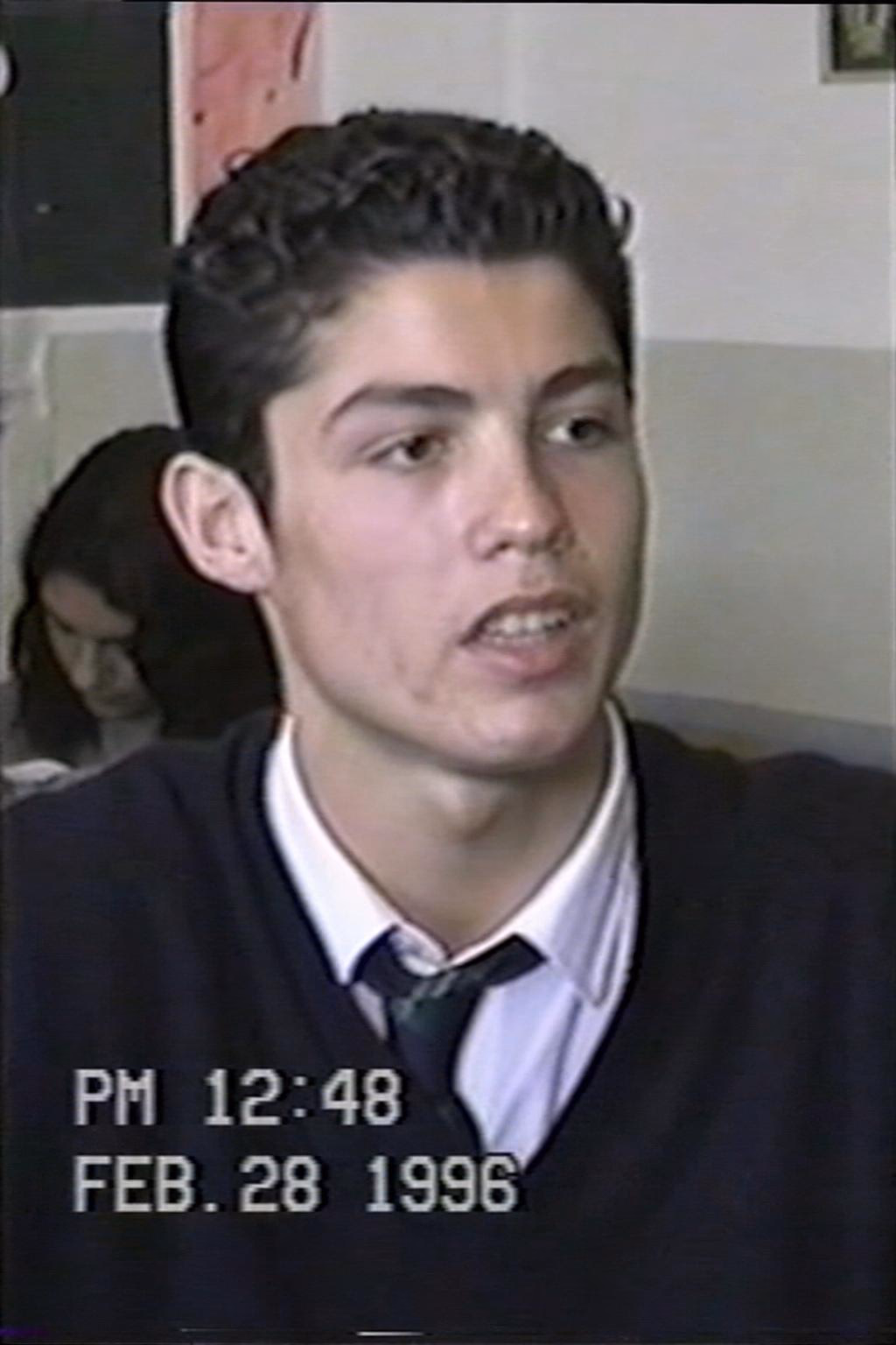 Image of Cristiano Ronaldo from a VHS camcorder recorder in a highschool in Feb of 1996. Same grain and overall film quality of cameras and vhs of the time period