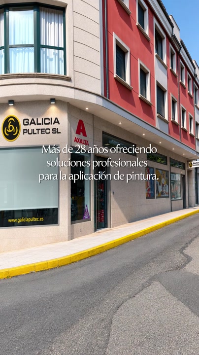 Utiliza la imagen proporcionada como plano inicial y mantén la fachada completamente realista.
Crea un anuncio corporativo cinematográfico.
La cámara comienza con un suave movimiento de aproximación hacia la fachada de Galicia Pultec SL, aportando sensación de profundidad. El cielo es azul, la iluminación es cálida y profesional. Se aprecia un ligero movimiento de las hojas de los árboles y reflejos naturales en los cristales para evitar el efecto de fotografía estática.
Mientras la cámara avanza aparecen textos elegantes, modernos y minimalistas.
Primer texto: "Más de 28 años ofreciendo soluciones profesionales para la aplicación de pintura."
Transición suave.
Segundo texto: "Distribuidor Oficial WAGNER"
Transición.
Tercer texto: "Venta • Alquiler • Servicio Técnico • Reparación • Formación"
Mientras aparecen estos textos, surgen de forma sutil alrededor del edificio modelos 3D o siluetas realistas de equipos de pintura airless, equipos industriales, pistolas de pintura y maquinaria profesional, integrados en la escena con un estilo limpio y elegante.
Plano final acercándose a la entrada.
Aparece el logotipo de GALICIA PULTEC SL con un ligero brillo.
Texto final:
"La experiencia que impulsa el acabado perfecto."
Debajo:
www.galiciapultec.es⁠�
Estilo visual corporativo premium, hiperrealista, iluminación cinematográfica, colores naturales, movimientos de cámara muy fluidos, calidad 4K, aspecto publicitario de alta gama, sin personas, transmitiendo confianza, innovación y profesionalidad.